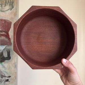 Vintage Teak Wood 1 Large + 3 Small Serving Bowls Made In Thailand MCM